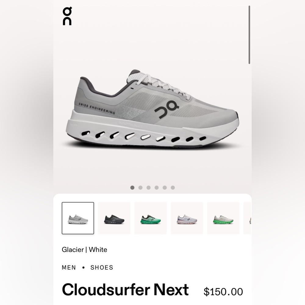 On Running Gray White Sneakers with CloudTec Cushioning/ ON Cloudsurfer Next